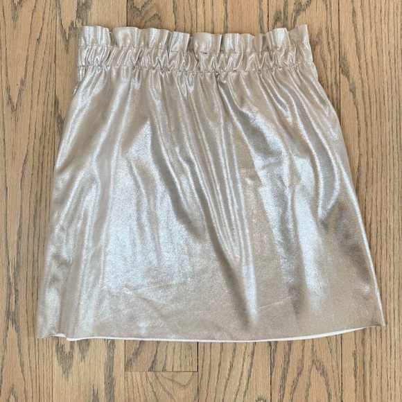 Zara Knit Silver Metallic Mini Pull On Elastic Waist Skirt with Pockets Size S - Picture 8 of 13